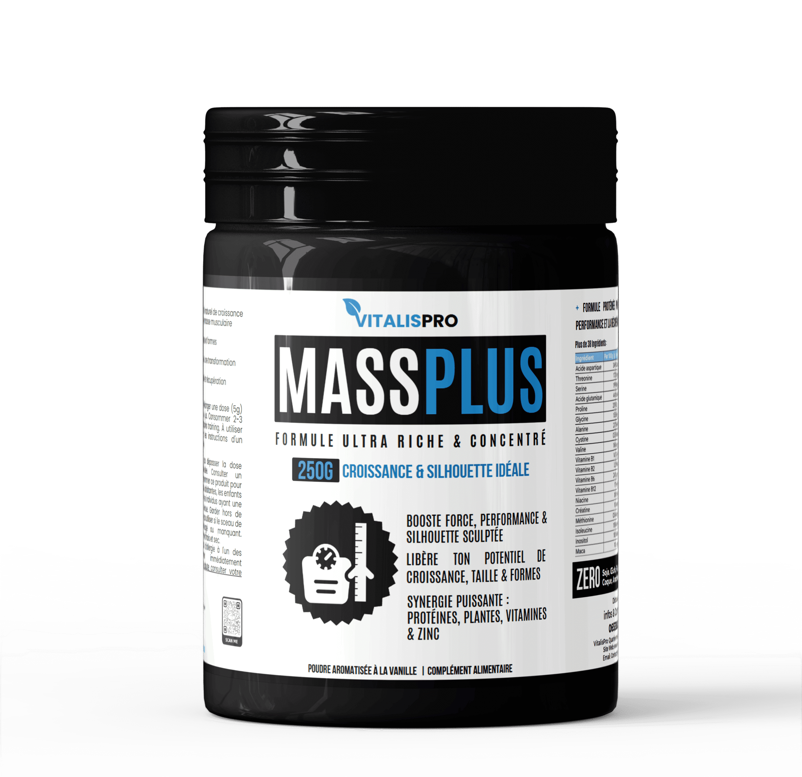 Mass Plus 250g — Protein & Lean Muscle Support 1 250g ماس بلس - تركيبة متقدمة للنمو، بناء العضلات الصافية وق