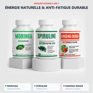 Pack trio énergie VitalisPro : moringa, spiruline et ginseng